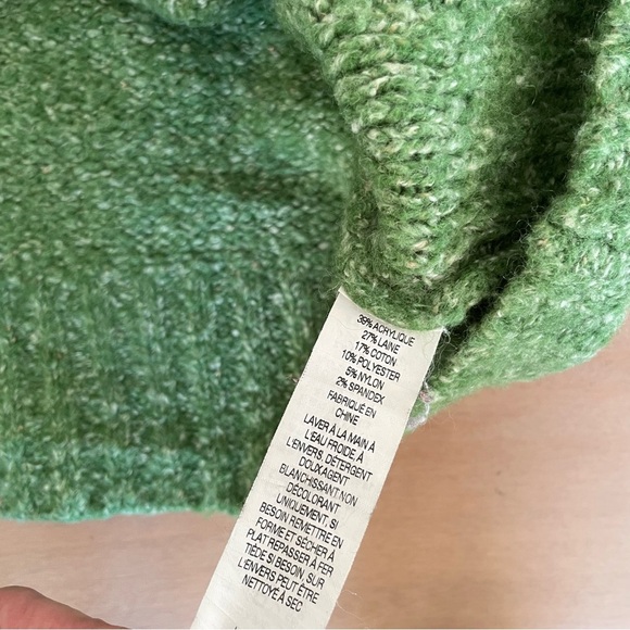 L.L. Bean Vintage Green Button-Up Cable Knit Cardigan - Picture 4 of 8